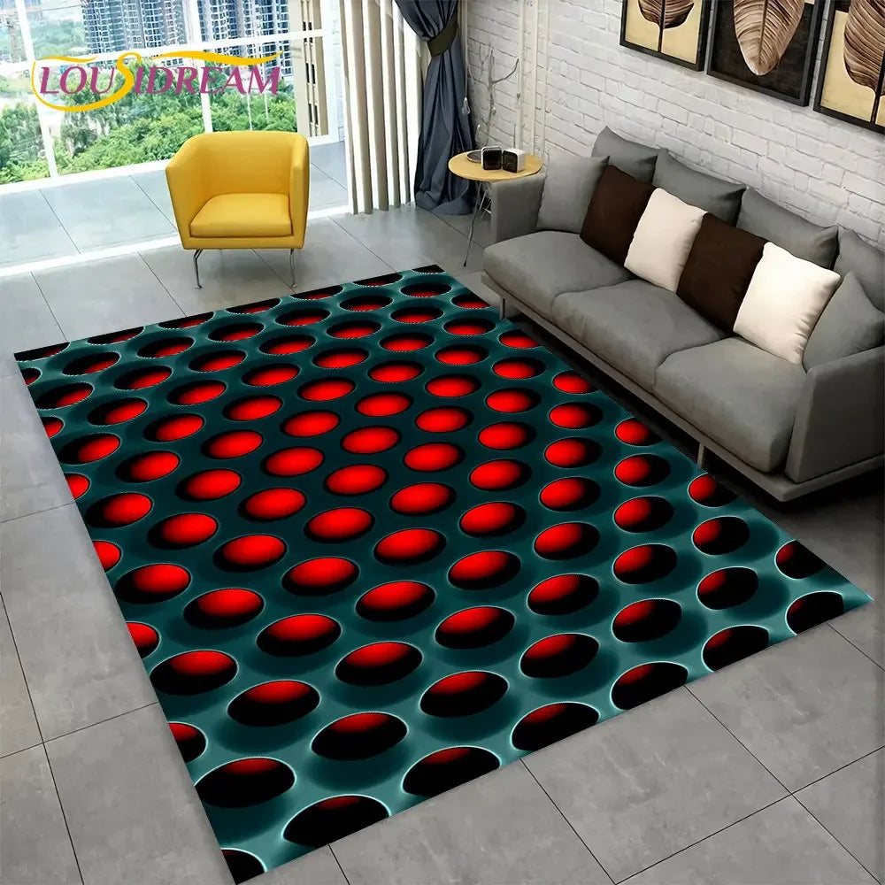 3D Abstract Modern Geometric Illusion Area Rug,Carpet Rug for Living Room Bedroom Sofa Doormat Decor,Kid Game Non-slip Floor Mat