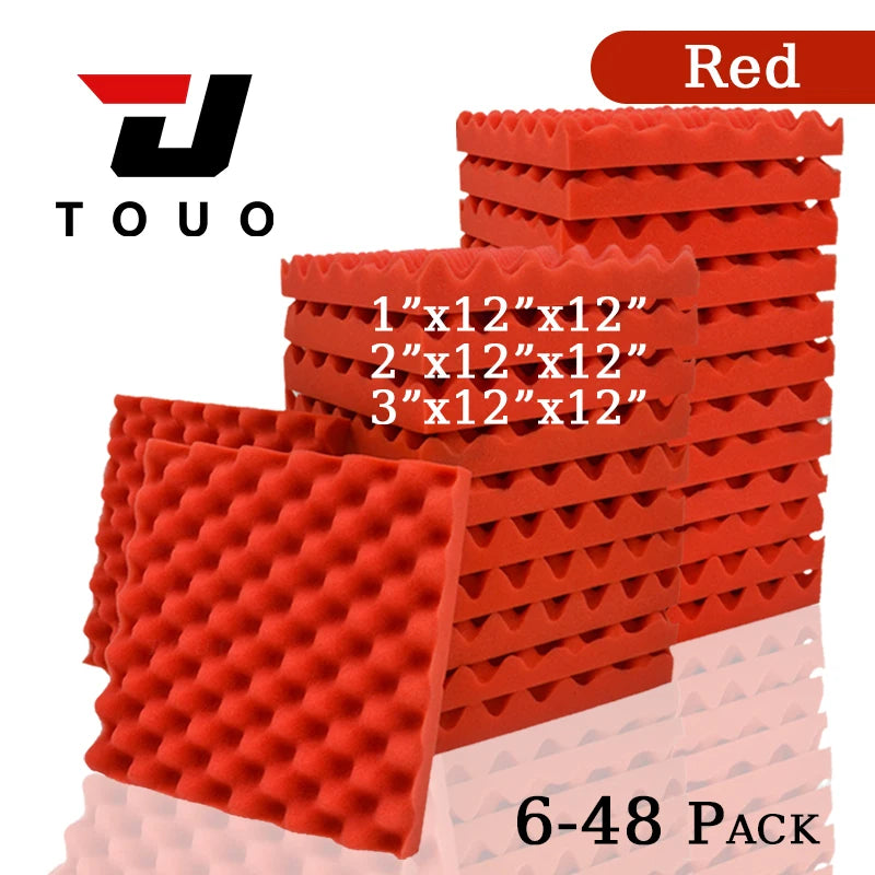 TOUO Egg Trough Wall Soundproof Foam 6 12 24 48 Pcs High Density Sound Absorbing Material Acoustic Foam Ceiling Noise Insulation