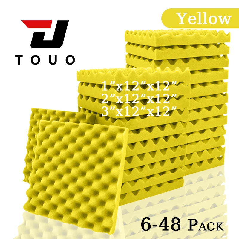 TOUO Egg Trough Wall Soundproof Foam 6 12 24 48 Pcs High Density Sound Absorbing Material Acoustic Foam Ceiling Noise Insulation