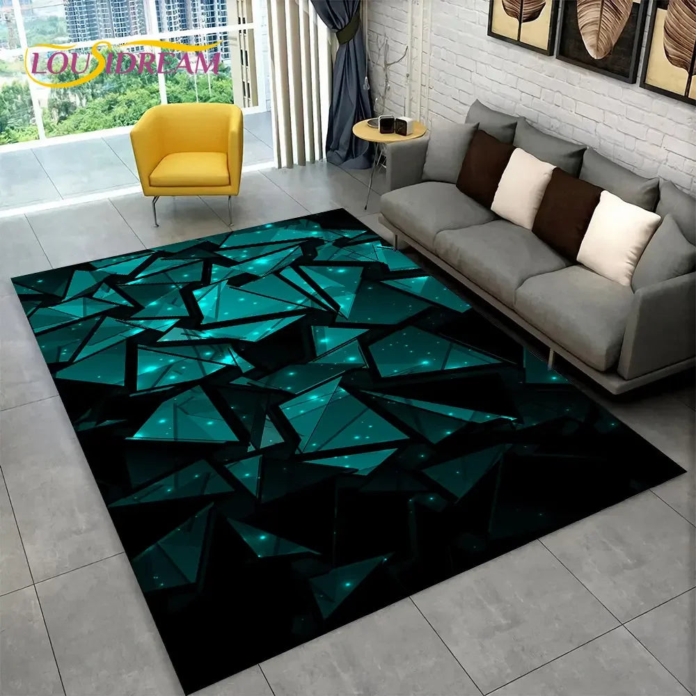 3D Abstract Modern Geometric Illusion Area Rug,Carpet Rug for Living Room Bedroom Sofa Doormat Decor,Kid Game Non-slip Floor Mat